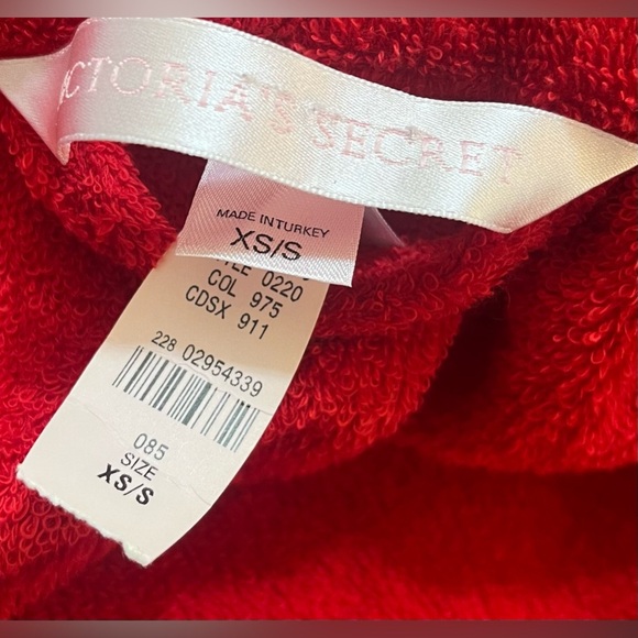 NWT Victoria’s Secret terrycloth bathrobe Sz XS extra small/small red - Picture 9 of 10